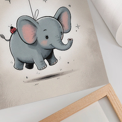 Poster rezistent pentru perete Elefant cu balon roz vesel pentru copii
