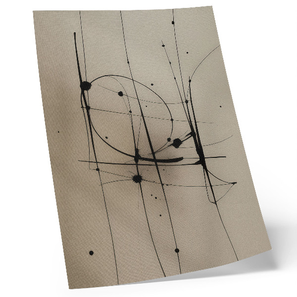 Poster în culori saturate Fundal bej linii negre abstracție minimalistă