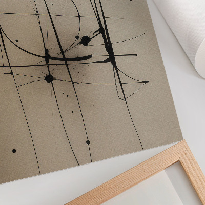Poster în culori saturate Fundal bej linii negre abstracție minimalistă