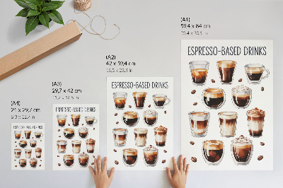 Grafică modernă pe pânză Cești elegante pline de espresso și cafea cu lapte