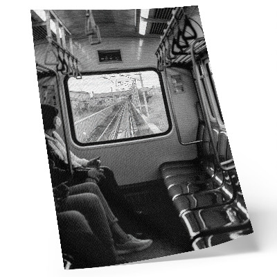 Poster rezistent pentru perete Fotografie alb-negru a unui vagon de tren