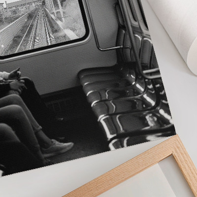 Poster rezistent pentru perete Fotografie alb-negru a unui vagon de tren