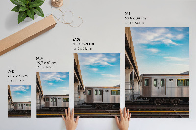 Poster rezistent pentru perete Tren pod modern pisică albastră cer