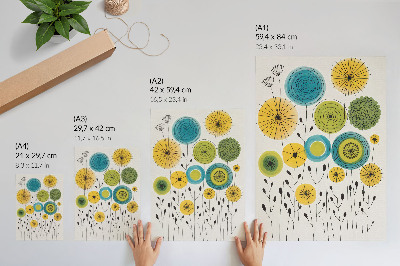 Poster în culori saturate Cercuri colorate, linii subțiri, stil modern