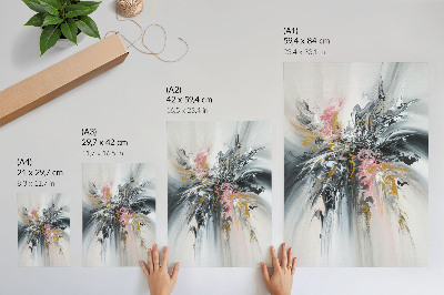 Poster rezistent pentru perete Forme abstracte fluide gri, roz, bej