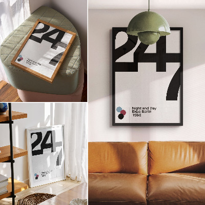 Poster în culori saturate Design minimalist cu cifre mari, alb-negru