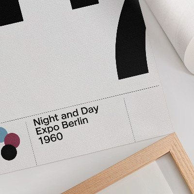 Poster în culori saturate Design minimalist cu cifre mari, alb-negru