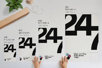 Poster în culori saturate Design minimalist cu cifre mari, alb-negru