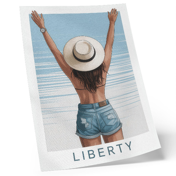 Grafică modernă pe pânză O figură cu pălărie pe cerul libertății