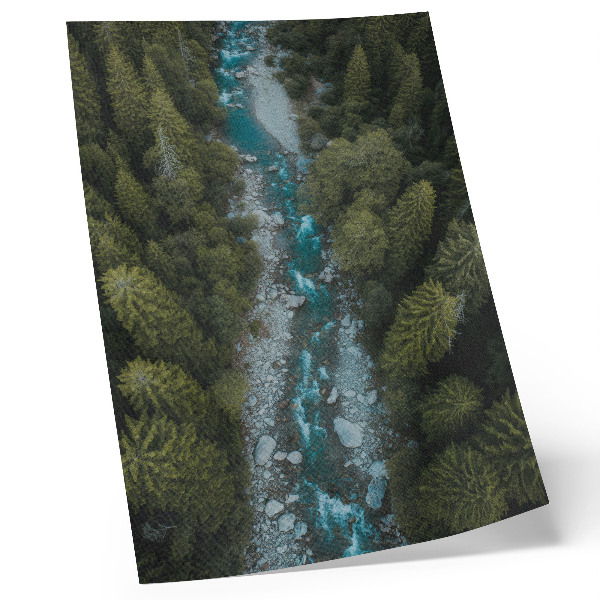 Grafică modernă pe pânză Armonie naturală a râului pădure verde