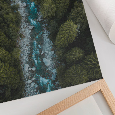 Grafică modernă pe pânză Armonie naturală a râului pădure verde