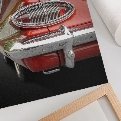 Poster în culori saturate Detalii cromate retro pentru mașini roșii