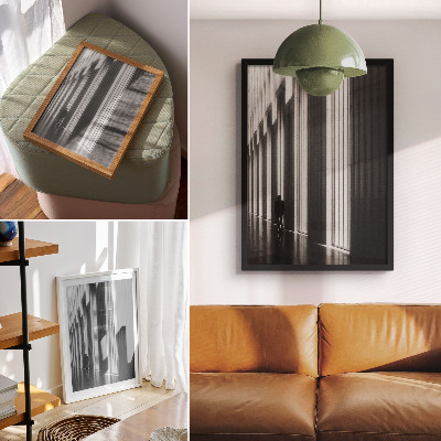 Grafică modernă pe pânză Modele geometrice alb-negru, lumină spațială