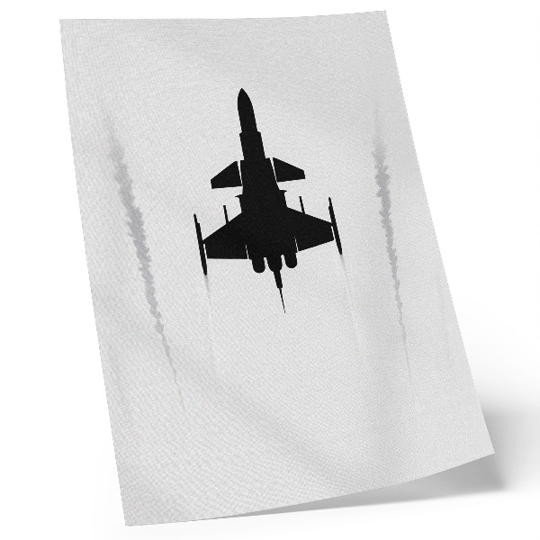 Poster rezistent pentru perete Avion negru pe fundal alb, contrast minimalism