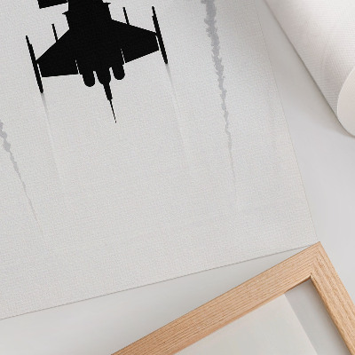 Poster rezistent pentru perete Avion negru pe fundal alb, contrast minimalism