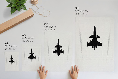 Poster rezistent pentru perete Avion negru pe fundal alb, contrast minimalism