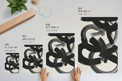 Grafică modernă pe pânză Tușe de pensulă abstracte alb-negru