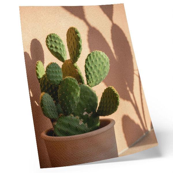 Grafică modernă pe pânză Cactus într-un ghiveci, umbre, culori delicate, calmant