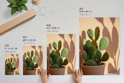 Grafică modernă pe pânză Cactus într-un ghiveci, umbre, culori delicate, calmant