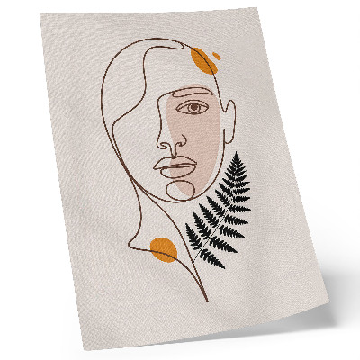 Grafică modernă pe pânză Față minimalistă cu element de frunză