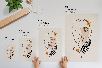 Grafică modernă pe pânză Față minimalistă cu element de frunză