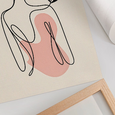 Poster rezistent pentru perete O femeie delicată în desen liniar pe un fundal crem