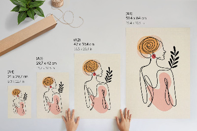 Poster rezistent pentru perete O femeie delicată în desen liniar pe un fundal crem