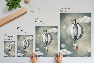 Poster rezistent pentru perete Balon cu nori în nuanțe delicate de gri