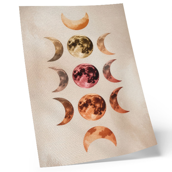 Poster în culori saturate Simetria lunilor, culori calde, atmosferă cosmică