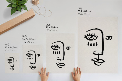 Grafică modernă pe pânză Linii faciale abstracte, minimalism modern