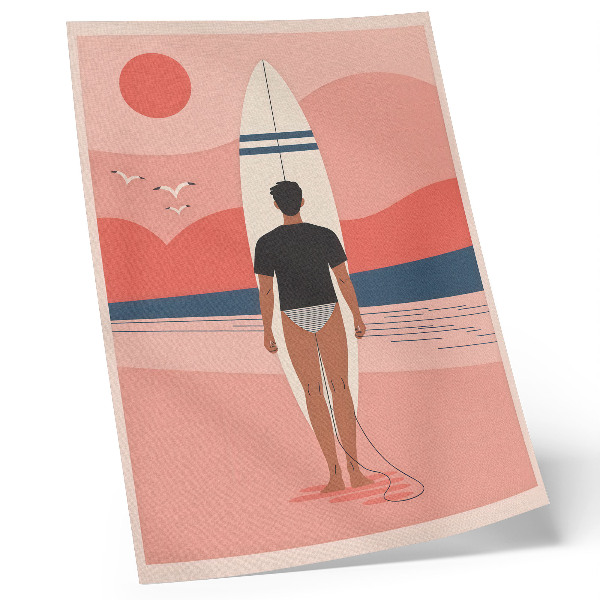 Poster rezistent pentru perete Placă de surfer, plajă, mare, pace, relaxare