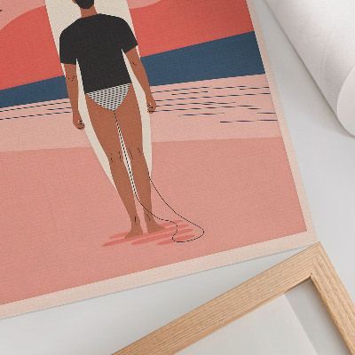 Poster rezistent pentru perete Placă de surfer, plajă, mare, pace, relaxare