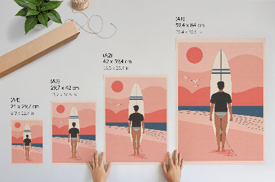 Poster rezistent pentru perete Placă de surfer, plajă, mare, pace, relaxare