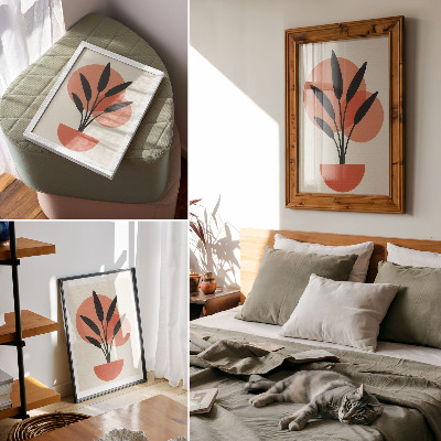 Grafică modernă pe pânză Frunze geometrice abstracte de fundal bej