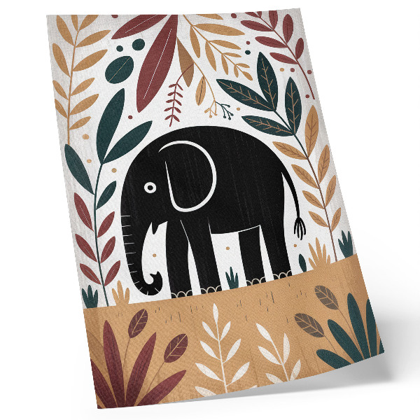 Poster în culori saturate Elefant printre frunze, eleganța naturii, simplitatea