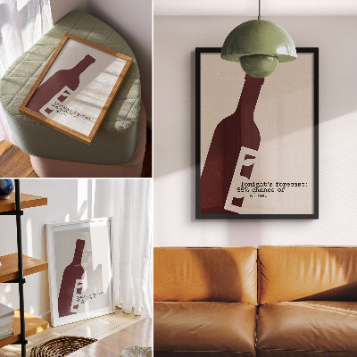 Poster în culori saturate Grafică minimalistă în tonuri de vișiniu