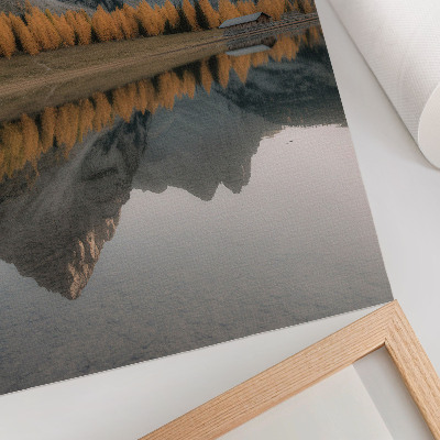 Poster rezistent pentru perete Lac calm toamnă copaci reflecție munți natură