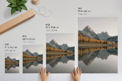 Poster rezistent pentru perete Lac calm toamnă copaci reflecție munți natură