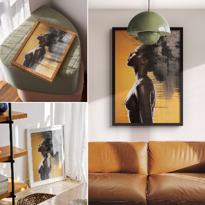 Poster în culori saturate Figură feminină elegantă în contrast galben și negru