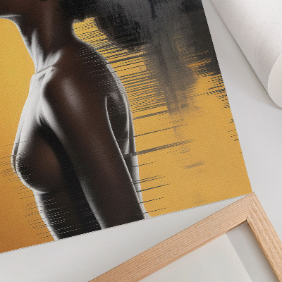 Poster în culori saturate Figură feminină elegantă în contrast galben și negru