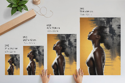 Poster în culori saturate Figură feminină elegantă în contrast galben și negru