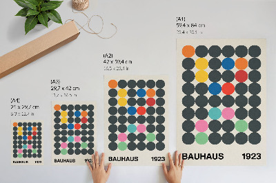Grafică modernă pe pânză Cercuri negre geometrice, culori vibrante, inspirații Bauhaus