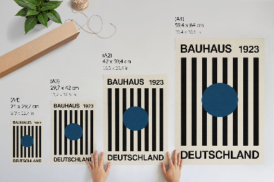 Grafică modernă pe pânză Linii negre, fundal bej, albastru marin, sens modern