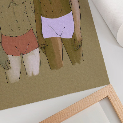 Poster rezistent pentru perete Ilustrație cu bărbați în lenjerie intimă în culori calde