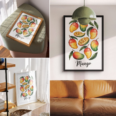 Grafică modernă pe pânză Stil de ilustrare a frunzelor verzi de mango exotice