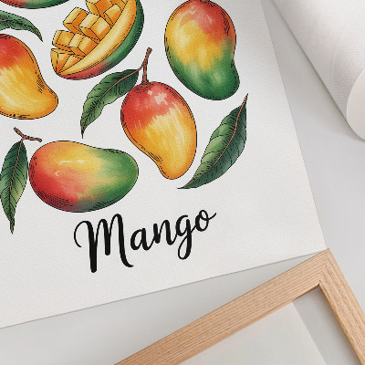 Grafică modernă pe pânză Stil de ilustrare a frunzelor verzi de mango exotice