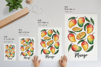 Grafică modernă pe pânză Stil de ilustrare a frunzelor verzi de mango exotice