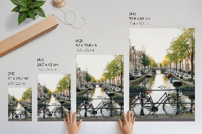 Grafică modernă pe pânză Canal biciclete arhitectură istorie pace