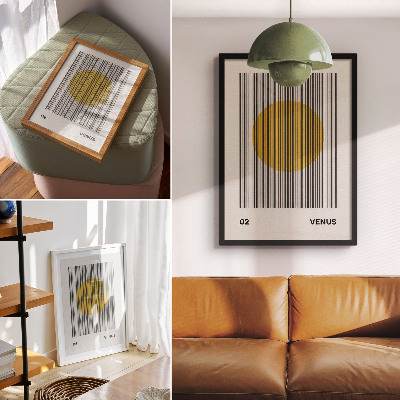 Poster rezistent pentru perete Linii de contrast cerc galben op art