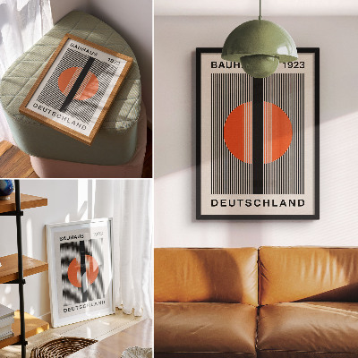 Poster în culori saturate Motiv geometric cu contrast negru și portocaliu